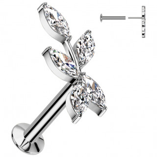 Piercing oreille push-in � fine vigne de zirconiums