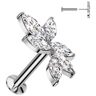 Piercing oreille push-in � vigne de zirconiums en amandes