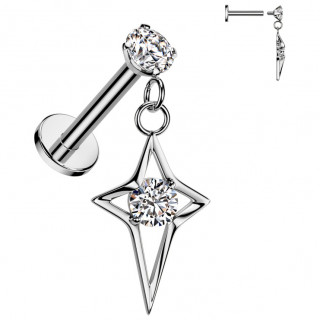 Piercing oreille � strass et pendentif �toile haute