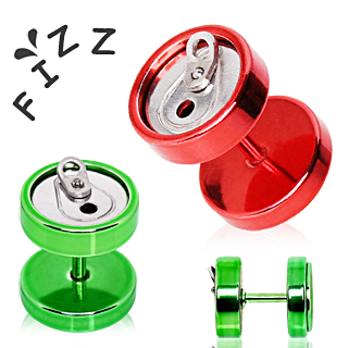 Piercing oreille style faux plug � embout canette de soda