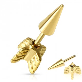 Piercing oreille style faux plug dor� en forme de fl�che