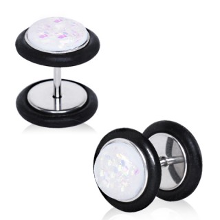 Piercing oreille style faux plug � embout en opale
