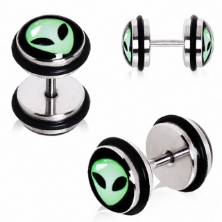 Piercing oreille style faux plug � visage Alien