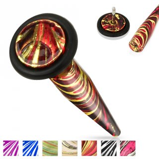 Piercing oreille style faux taper plaqu� IP marbr� � aspect nacr�