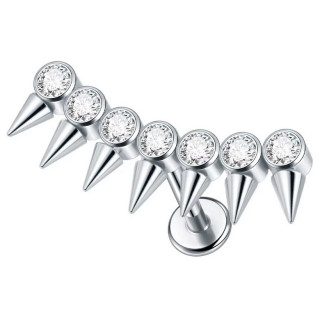 Piercing oreille Titane � arc de spikes et zirconiums (h�lix, flat, conch...)