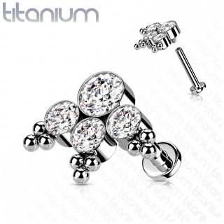 Piercing oreille Titane chic perl� � zirconium clairs