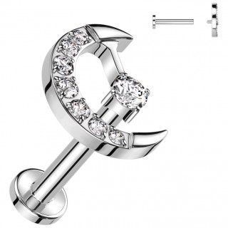 Piercing d'oreille Titane � Croissant de Lune serti (h�lix, lobe...)