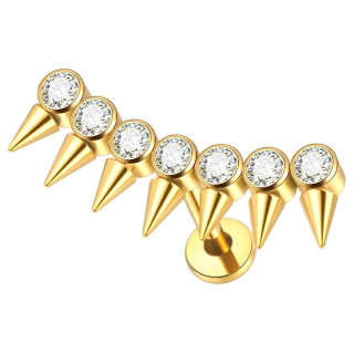 Piercing oreille Titane dor� � arc de spikes et zirconiums (h�lix, flat, conch...)