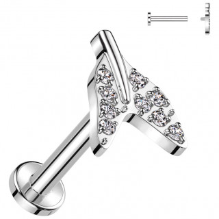 Piercing oreille Titane en forme de queue de baleine sertie (tragus, h�lix, lobe...)