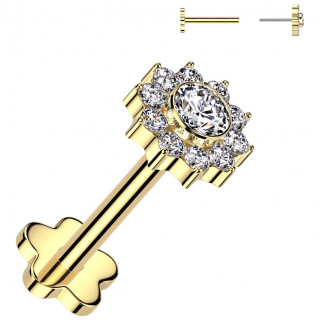 Piercing oreille Titane reversible dor� � fleurs chics (h�lix, lobe...)