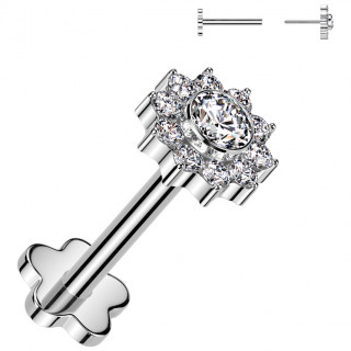 Piercing oreille Titane reversible � fleurs chics