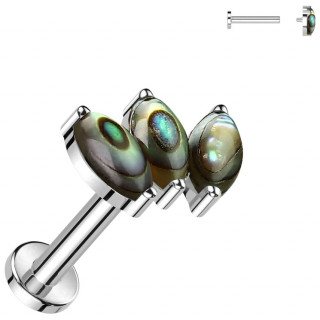 Piercing Titane � tige labret � arc d'abalones en amandes (h�lix, lobe...)