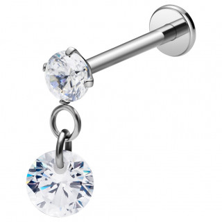 Piercing oreille Titane � Zirconium rond suspendu (lobe, h�lix, flat...)