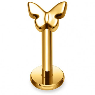Piercing papillon en Titane dor� � filetage interne (l�vre et oreille)