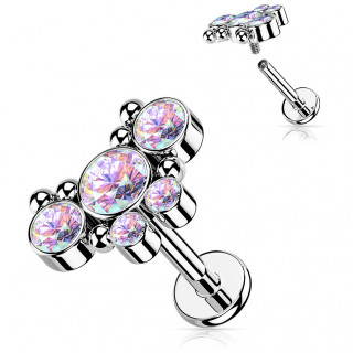 Piercing papillon � strass et perles (l�vre, h�lix, flat...) - Aurore Bor�ale