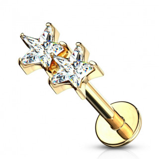 Piercing plaqu� or labret / cartilage duo d'�toiles