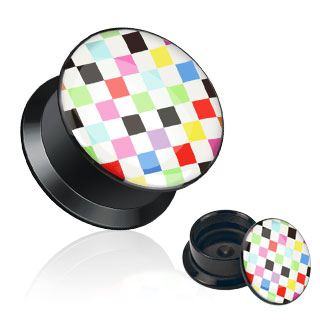 Piercing plug � damier multi-colores