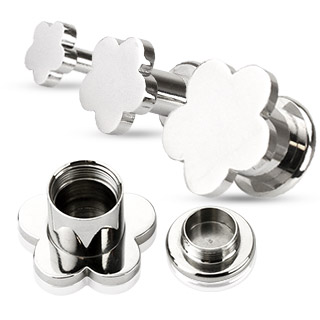 Piercing plug � grosse fleur en acier
