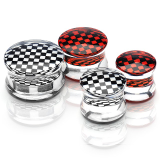Piercing plug acrylique bomb� � damier