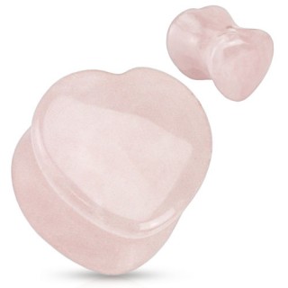 Piercing plug coeur scupt� en Quartz rose