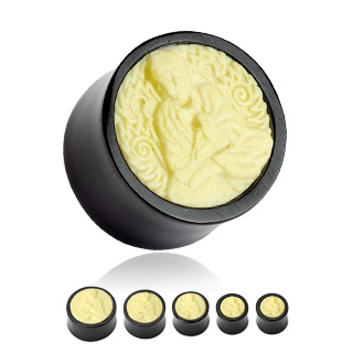 Piercing plug corne Boudha r�sine grav�