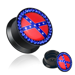 Piercing plug drapeau rebel serti