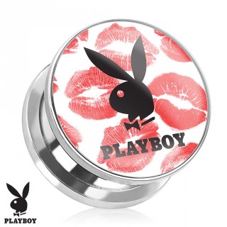 Piercing plug �carteur en acier Playboy avec lapin et l�vres