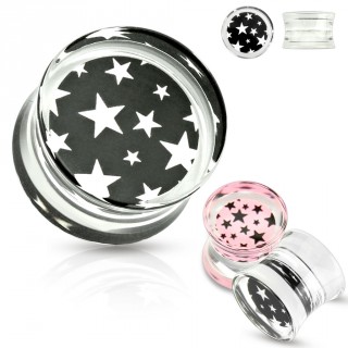 Piercing plug �carteur en acrylique transparent � �toiles