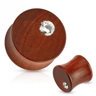 Piercing plug �carteur en bois d'acajou avec zirconium