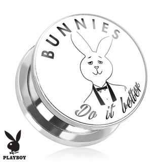 Piercing plug �carteur Playboy en acier avec lapin "Bunnies Do It Better"