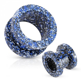 Piercing plug �carteur type tunnel en acrylique � motif �claboussures bleues