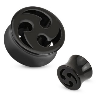 Piercing plug noir � spirale tribale creus�e