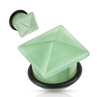 Piercing plug pierre semi-pr�cieuse Aventurine verte en pyramide