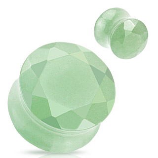 Piercing plug pierre semi-pr�cieuse Aventurine verte facett�e