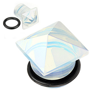 Piercing plug pierre semi-pr�cieuse Opalite en pyramide