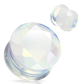 Piercing plug pierre semi-pr�cieuse Opalite facett�