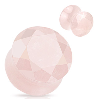 Piercing plug pierre semi-pr�cieuse Quartz rose facett�