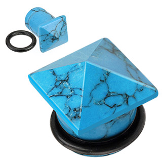 Piercing plug pierre semi-pr�cieuse Turquoise en pyramide