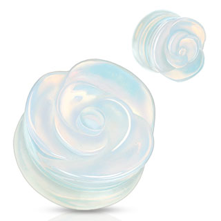 Piercing plug rose scupt�e en Opalite