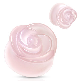 Piercing plug rose scupt�e en Quartz rose