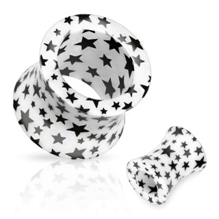 Piercing plug tunnel blanc � �toiles noires