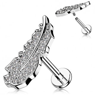 Piercing plume pav�e de strass (l�vre, h�lix, lobe...)