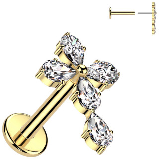 Piercing push-in dor� � croix celtique chic (l�vre, narine, tragus, h�lix...)