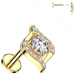 Piercing push-in dor� � oeil �gyptien serti (l�vre, narine, tragus, h�lix...)