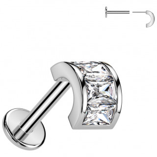 Piercing push-in � embout courb� serti (l�vre, narine, tragus, h�lix...)