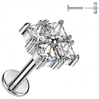 Piercing push-in � quatuor de zirconiums (l�vre, narine, tragus, h�lix...)