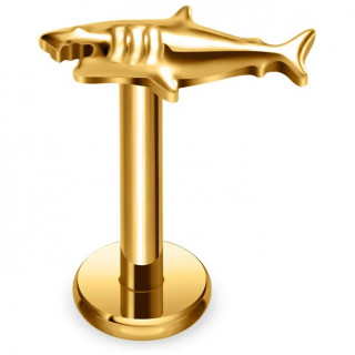 Piercing requin en Titane dor� � filetage interne (l�vre et oreille)