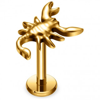 Piercing scorpion en Titane dor� � filetage interne (l�vre et oreille)