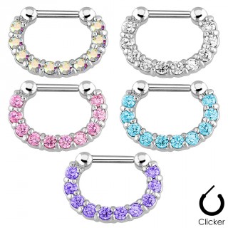 Piercing septum a clip avec cerclage pav� de pierres