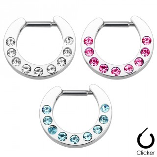 Piercing septum � clip en croissant de lune serti